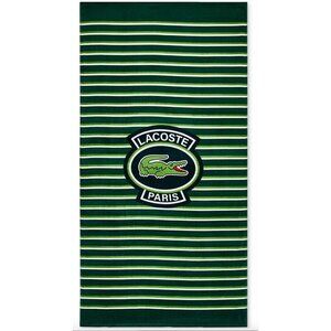 NIP Lacoste Paris Croc Logo Beach Towel Green Striped 36x72 Cotton Velour Pool